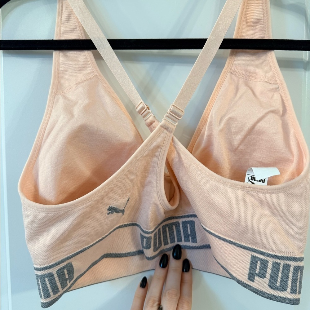 Puma Peach Seamless Padded Sports Bra with Logo Band (large) - Picture 4 of 5